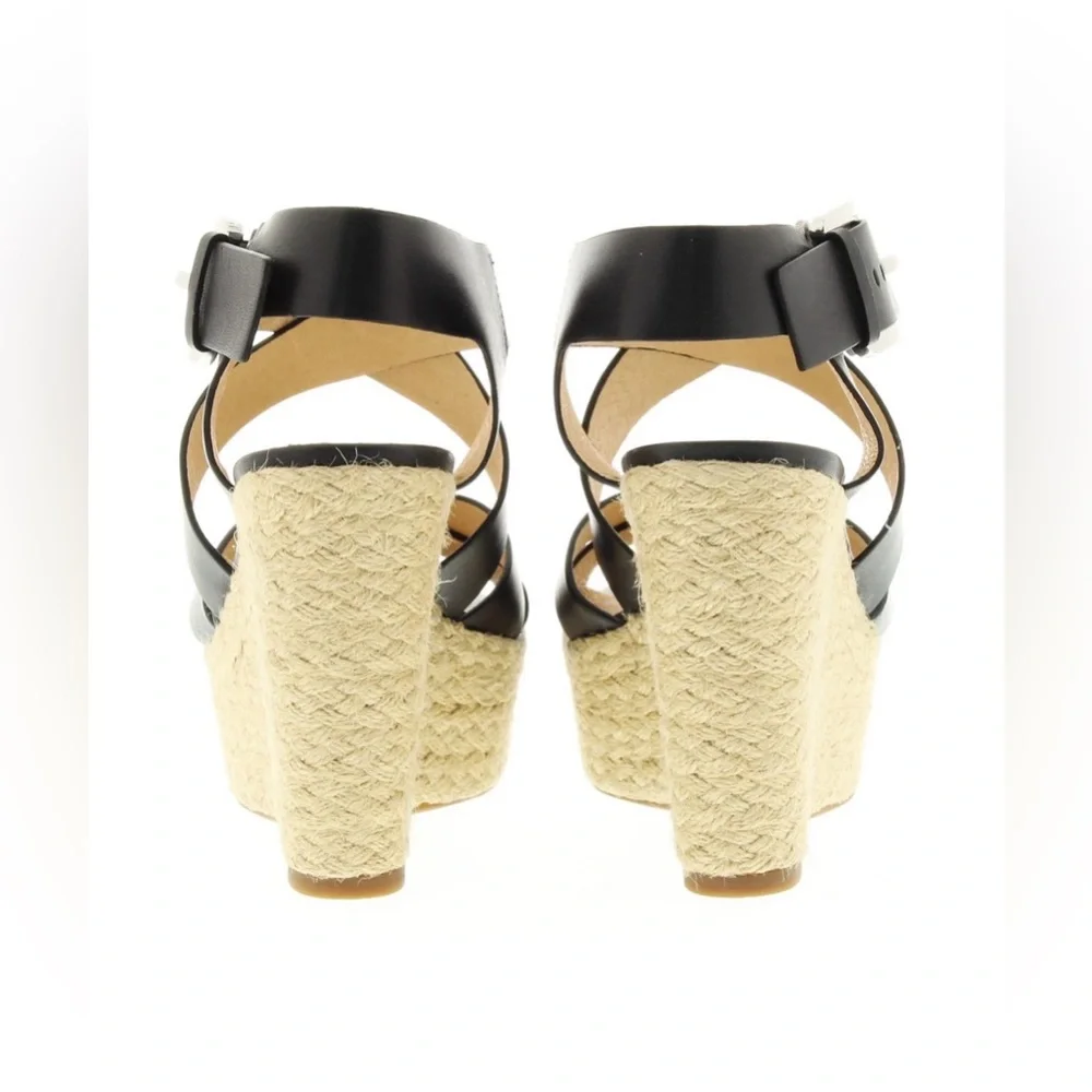 Michael Kors Celia Wedge Sandals - Black/Silver - US 9 - Picture 6 of 7